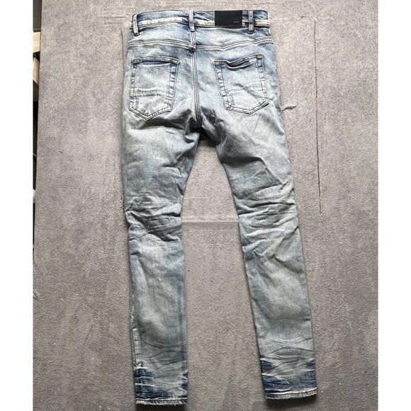 Amiri Womens Thrasher Bandana Jeans Size 32 Ripped Raw Hem‎ Punk Moto Fit Y2k - Picture 5 of 13